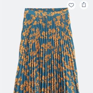 Skies Are Blue Floral A-Line Skirt in Teal and Mustard